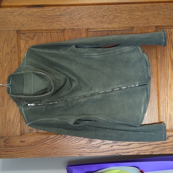 Bloom Fashion Distressed Asymmetrical Zip Cowl Neck Moto Sweater Jacket Size L - Picture 2 of 12